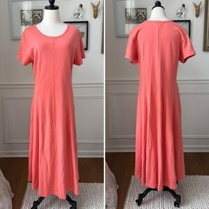 Vintage 80s Fads 100% Cotton Weighted Tshirt Dress A-Line Salmon Orange L